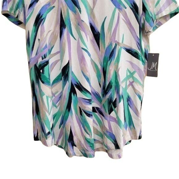 Vintage 90's JM Collection Short Sleeve Scoop Neck Palm Tropical Print Top Sz S - Picture 5 of 10